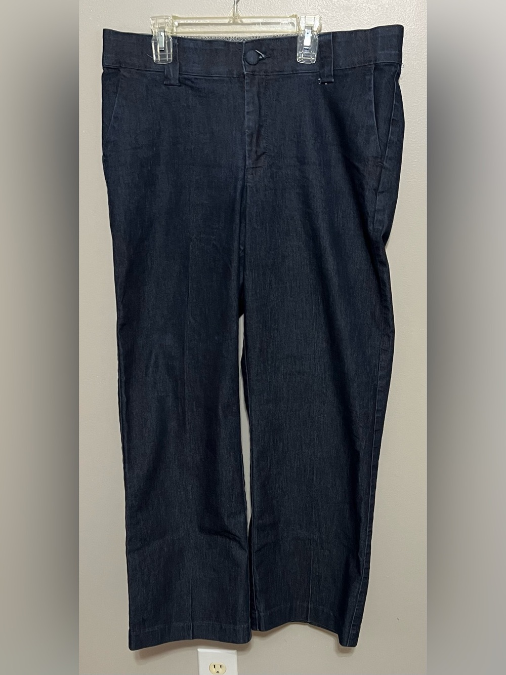 Lee No-Gap Waistband Dark Wash Denim Pants Wide Leg Size 14 Short